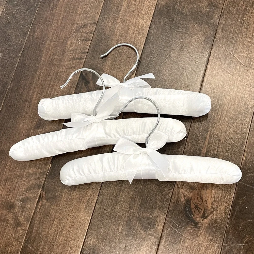3 white NWOT Satin baby/infant hangers - Picture 1 of 2